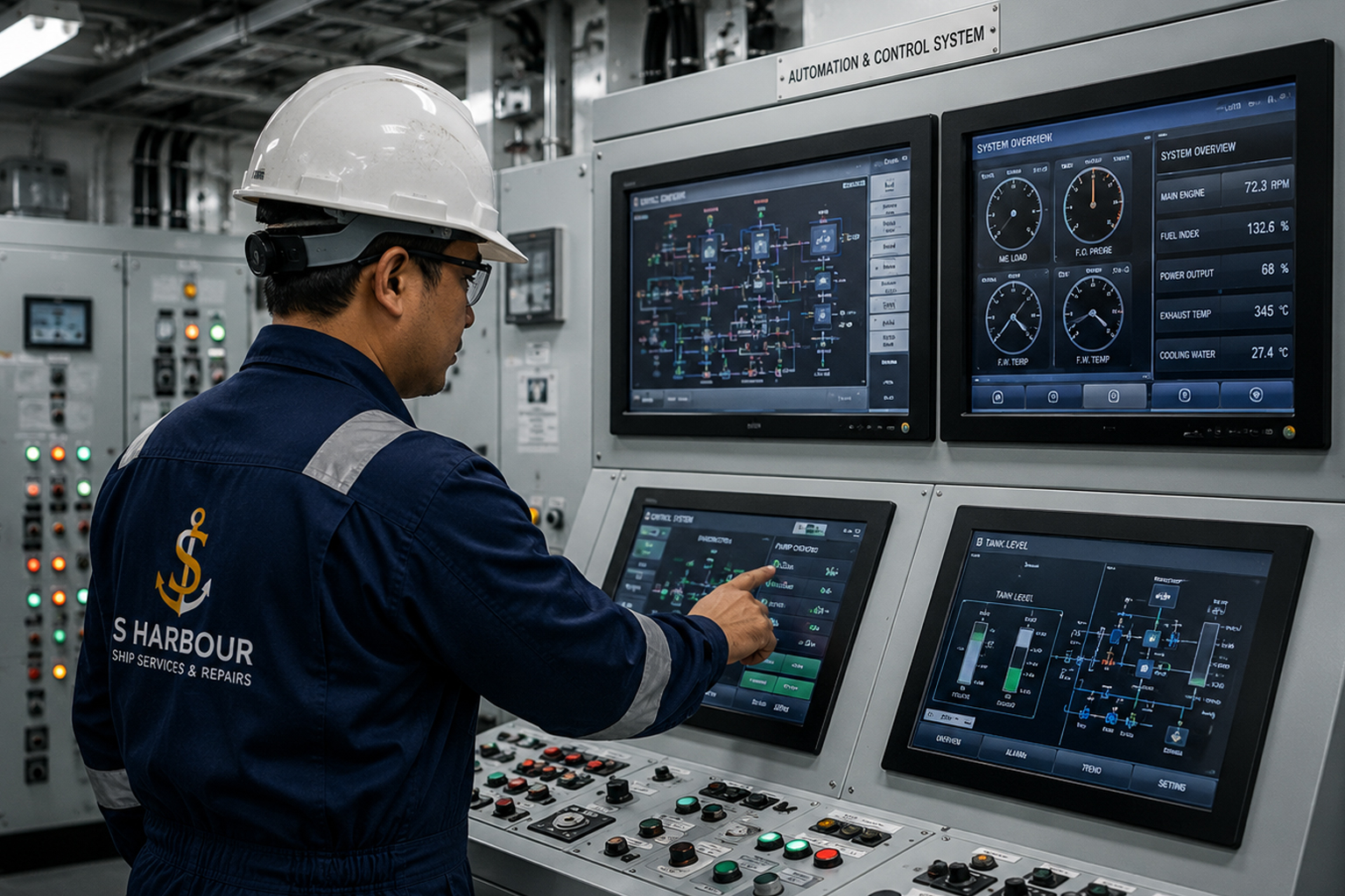 South Harbour Shipping engineer servicing a vessel's automation and control system